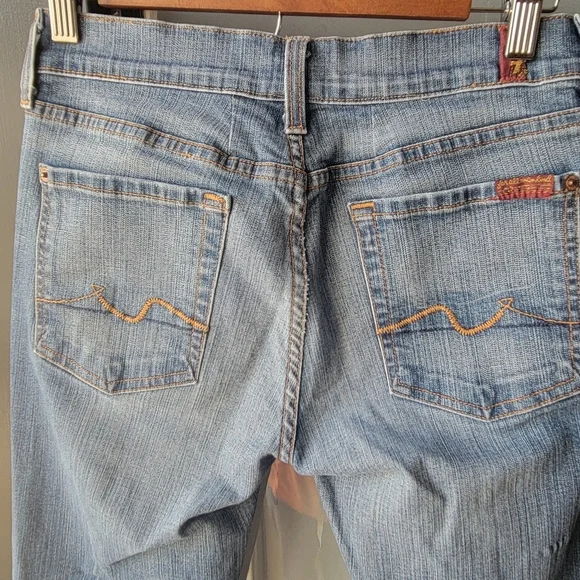 7 For All Mankind Bootcut Womens 28 Rise 8" Denim Flare Stretch Blue Stretchy - Picture 5 of 12